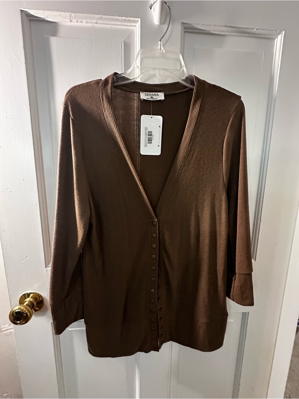 Zenana Outfitters Wine Button-Front V‑Neck Cardigan